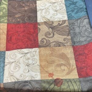 Multicolor table cloth Patchwork Fabric with Swirl Patterns-60” X 102”